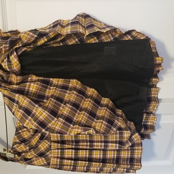 Yellow and dark navy pleated skirt - Picture 2 of 3